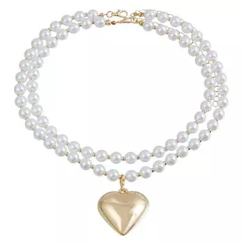 Ювелирные изделия Простая креативная жемчужная цепочка Преувеличенная цепочка на ключицу с персиковым сердцем Съемное ожерелье с двойным слоем в форме сердца Женщины