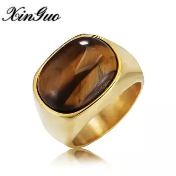 Ювелирные изделия, простое индивидуальное мужское кольцо в стиле ретро «Тигровый глаз» из титановой стали 7