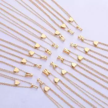 Ювелирные изделия Простой модный стиль Двойное сердце Сердце Комбинация от А до Я Буква Ожерелье A