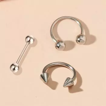 Ювелирные изделия Противоаллергические европейские и американские кольца в носу Перфорированные ногти для губ Аксессуары для носа, нишевые индивидуальные конические шариковые кольца в носу Носовые ногти серебряный