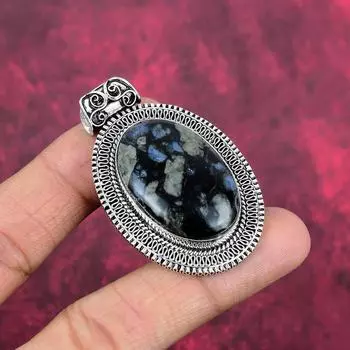 Ювелирные изделия Que Sera, кулон из цельного серебра 925 пробы, кулон с драгоценными камнями ручной работы на День памяти 2.16 Inches чёрный