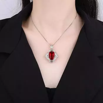 Ювелирные изделия ретро имитация цветного сокровища полный бриллиантовый кулон глубоководный сапфир кулон драгоценный камень ожерелье