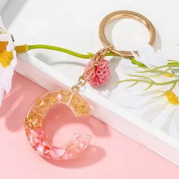 Ювелирные изделия Розовый помпон Английский алфавит брелок для сумочки Подвески Алфавит брелок 26 букв брелок M