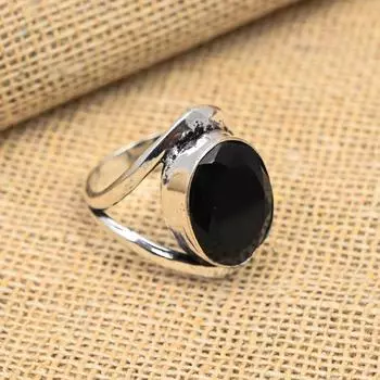 Ювелирные изделия ручной работы из черного шпинеля, кольца из стерлингового серебра 925 пробы 4 чёрный
