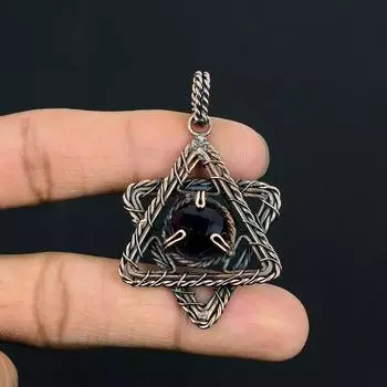 Ювелирные изделия ручной работы из чистой медной проволоки с аметистом и драгоценным камнем для женщин 3.36 Inches фиолетовый