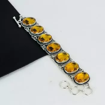 Ювелирные изделия ручной работы из драгоценных камней Honey Topaz, браслет из стерлингового серебра 925 пробы, браслет Honey Topaz для жены, браслет унисекс, подарок для нее 8 жёлтый