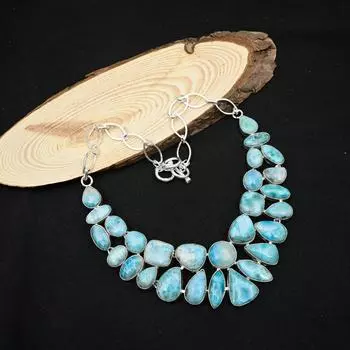 Ювелирные изделия ручной работы из драгоценных камней Ларимар, ювелирные изделия из цельного серебра 925 пробы, великолепное регулируемое ожерелье для свадебного подарка