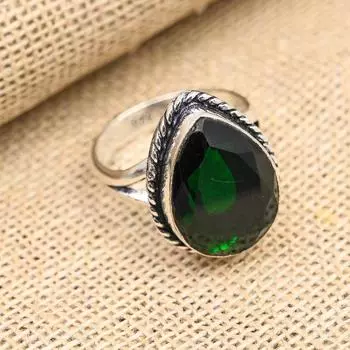 Ювелирные изделия ручной работы из хром-диопсида, кольцо из стерлингового серебра 925 пробы 4 зелёный