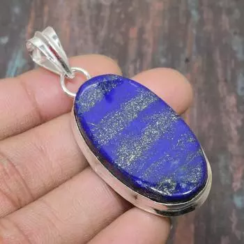 Ювелирные изделия ручной работы из лазурита, твердый кулон из стерлингового серебра 925 пробы на День памяти 2.36 Inches синий