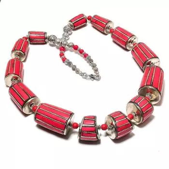 Ювелирные изделия ручной работы из натурального красного коралла, ожерелье 18 дюймов e8R32