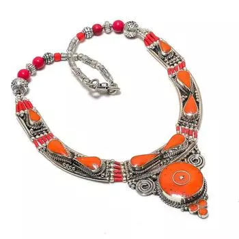 Ювелирные изделия ручной работы из натурального красного коралла, ожерелье 18 дюймов B3t47