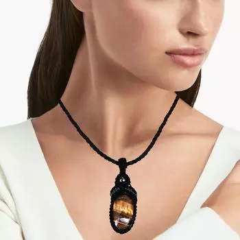 Ювелирные изделия ручной работы из ниток макраме с драгоценными камнями 20-36 Ad Этническое ожерелье с тигровым глазом