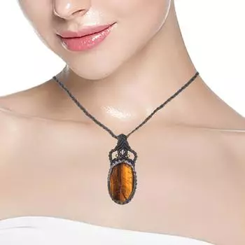 Ювелирные изделия ручной работы из ниток макраме с драгоценными камнями 20-36 Ad Этническое ожерелье с тигровым глазом