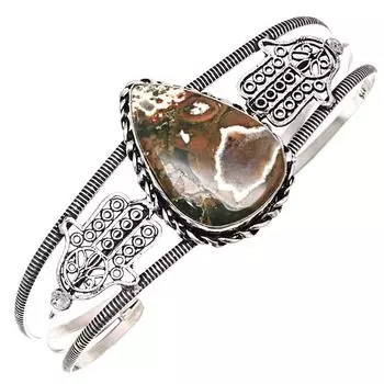 Ювелирные изделия ручной работы из яшмы тропического леса, браслеты-манжеты 7 дюймов, регулируемые