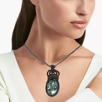 Ювелирные изделия ручной работы из рубина и цоизита в технике макраме с драгоценными камнями, ожерелье 20-36 дюймов