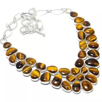 Ювелирные изделия ручной работы из серебра 925 пробы с драгоценным камнем тигровый глаз, ожерелье 18 дюймов JCN484-81
