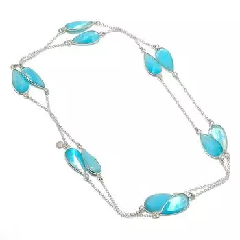 Ювелирные изделия ручной работы из серебра 925 пробы с синим халцедоном 36 дюймов K0D67