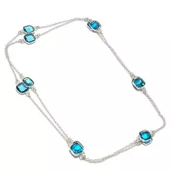 Ювелирные изделия ручной работы из серебра 925 пробы с топазом Swiss Blue Topaz, 36 дюймов, t8a22