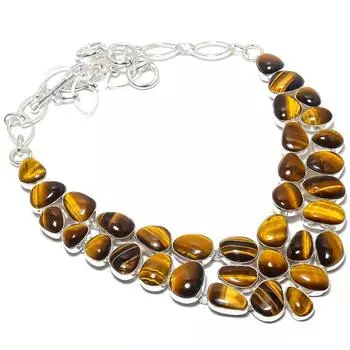 Ювелирные изделия ручной работы из серебра 925 пробы с драгоценным камнем тигровый глаз, ожерелье 18 дюймов JCN484-70