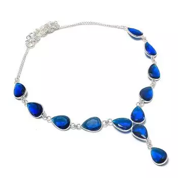 Ювелирные изделия ручной работы из серебра 925 пробы с голубым топазом, 18 дюймов, c9h25