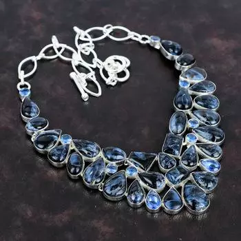 Ювелирные изделия ручной работы из серебра 925 пробы с драгоценными камнями Питерсайт, ожерелье 18 дюймов AMN-649D