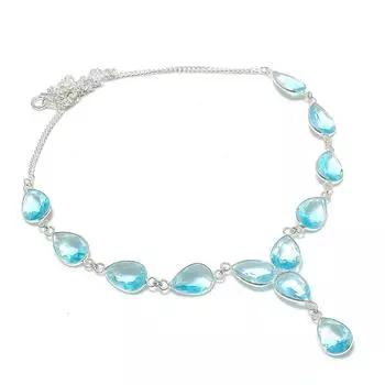 Ювелирные изделия ручной работы из серебра 925 пробы с голубым топазом, 18 дюймов, r2e00