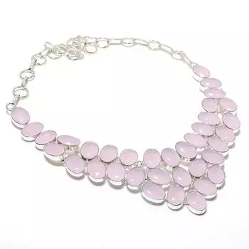 Ювелирные изделия ручной работы из серебра 925 пробы с розовым халцедоном, 18 дюймов O7A91