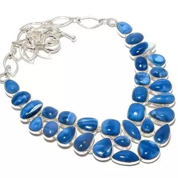 Ювелирные изделия ручной работы из серебра 925 пробы с синим опалом Owhyee, ожерелье 18 дюймов JCN409-1