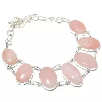 Ювелирные изделия ручной работы из серебра 925 пробы с розовым кварцем и драгоценными камнями 18 дюймов n3v06