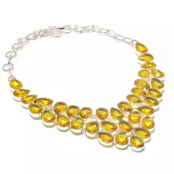 Ювелирные изделия ручной работы из серебра 925 пробы с драгоценным камнем цитрин 18 дюймов t8y93