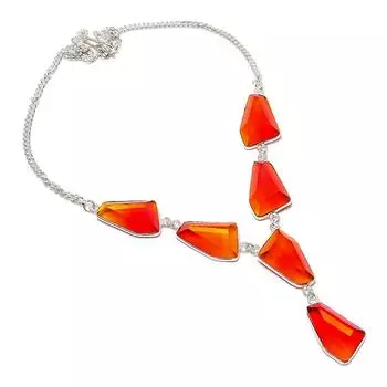 Ювелирные изделия ручной работы из серебра 925 пробы с натуральным гранатовым камнем 18 дюймов N1U43