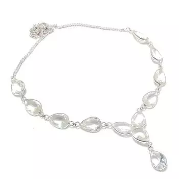 Ювелирные изделия ручной работы из серебра 925 пробы с белым топазом, ожерелье 18 дюймов o3Y10