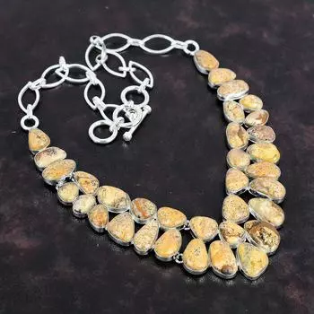 Ювелирные изделия ручной работы из серебра 925 пробы с драгоценными камнями из яшмы, 18 дюймов, AMN-664