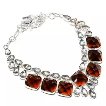 Ювелирные изделия ручной работы из серебра 925 пробы с белым топазом и цитрином, 18 дюймов O9N44