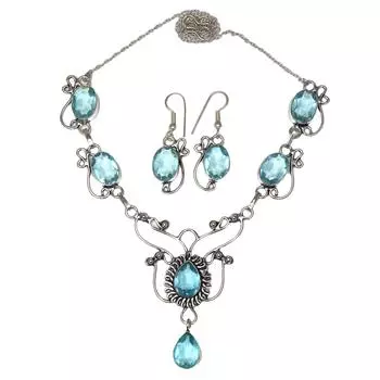 Ювелирные изделия ручной работы из швейцарского синего кварца, ожерелье и серьги 18-20