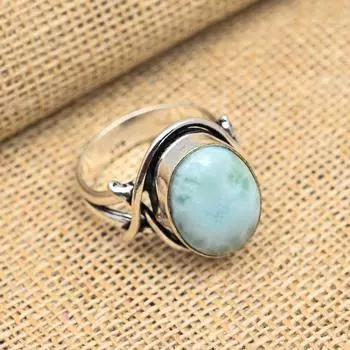 Ювелирные изделия ручной работы из стерлингового серебра 925 пробы Ларимар для женщин 4 синий