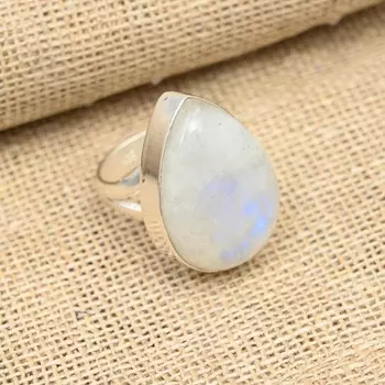 Ювелирные изделия ручной работы из стерлингового серебра 925 пробы с радужным лунным камнем и драгоценным камнем 4 белый