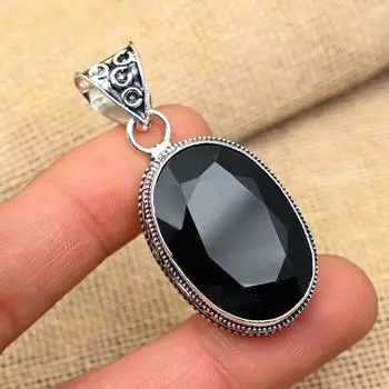 Ювелирные изделия ручной работы из стерлингового серебра 925 пробы с черной шпинелью, прекрасный кулон для нее 2 Inches чёрный