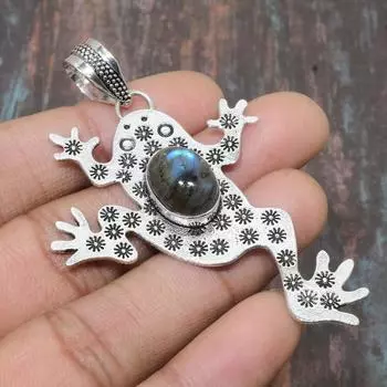 Ювелирные изделия ручной работы из стерлингового серебра 925 пробы с лабрадоритом и драгоценным камнем для нее 2.76 Inches синий