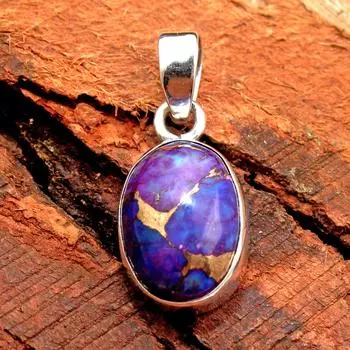 Ювелирные изделия ручной работы из стерлингового серебра 925 пробы с фиолетовой медью и бирюзой для женщин фиолетовый