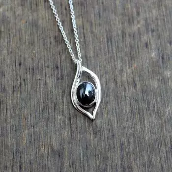 Ювелирные изделия ручной работы из стерлингового серебра 925 пробы с ониксом и черным драгоценным камнем в форме сердца. 14.05mm-22.33mm чёрный