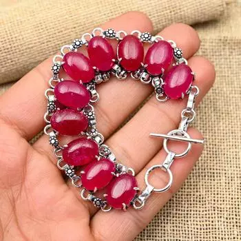 Ювелирные изделия ручной работы из стерлингового серебра 925 пробы с рубиновым камнем для нее, созданные в лаборатории