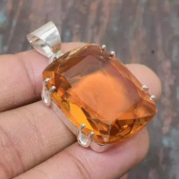 Ювелирные изделия ручной работы из стерлингового серебра 925 пробы с цитрином и драгоценным камнем на День Благодарения 1.77 Inches жёлтый