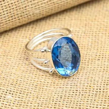 Ювелирные изделия ручной работы из стерлингового серебра 925 пробы с танзанитом для женщин 4 синий