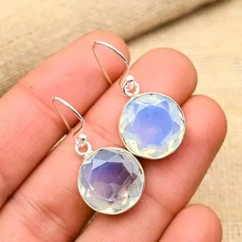 Ювелирные изделия ручной работы из стерлингового серебра 925 пробы с молочным опалом, милые серьги для женщин 1.4 Inches белый