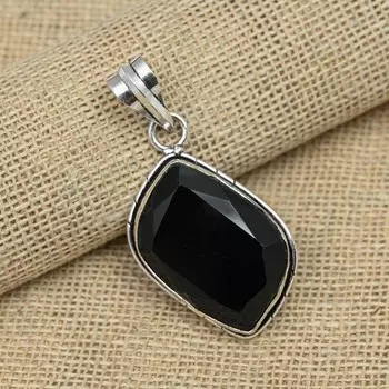 Ювелирные изделия ручной работы из стерлингового серебра 925 пробы с черной шпинелью, изящный кулон 1.96 Inches чёрный