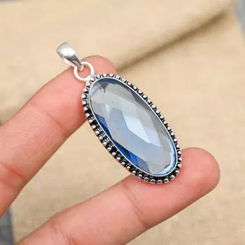 Ювелирные изделия ручной работы из стерлингового серебра 925 пробы с танзанитом на День Благодарения 1.97 Inches синий