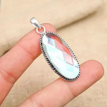 Ювелирные изделия ручной работы из стерлингового серебра 925 пробы с мистическим топазом и драгоценным камнем для любви 1.97 Inches белый