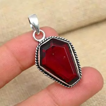 Ювелирные изделия ручной работы из стерлингового серебра 925 пробы с красным гранатом, подвеска ко Дню святого Валентина 1.57 Inches красный