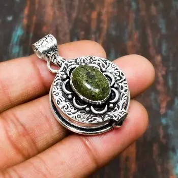 Ювелирные изделия ручной работы из стерлингового серебра 925 пробы с африканским вазонитом и драгоценным камнем 2.08 Inches зелёный